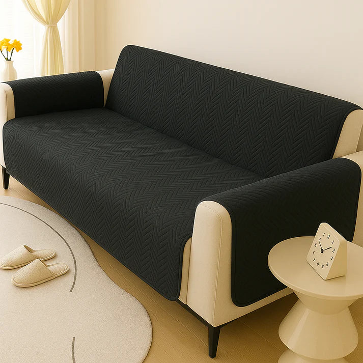 MAT ULTRASONIC SUPER SOFT SOFA COVER ) BLACK COLOR)