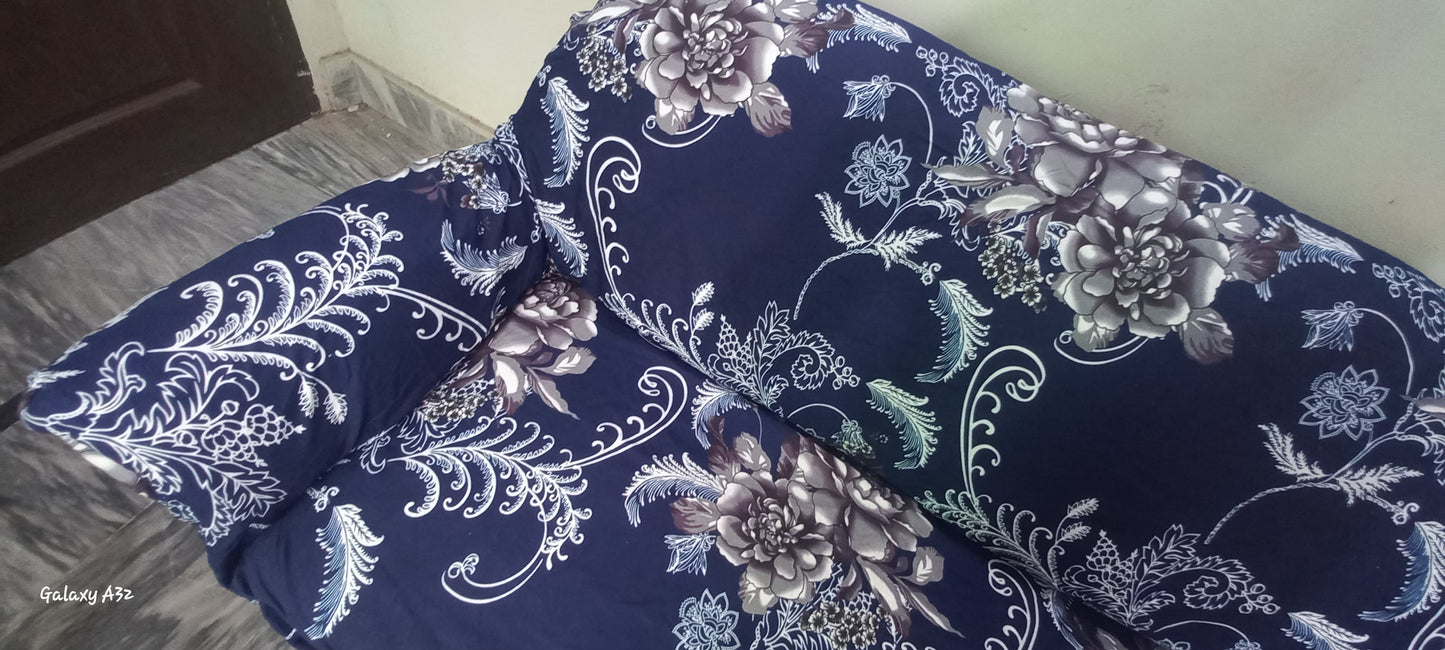 printed sofa cover ( blue )