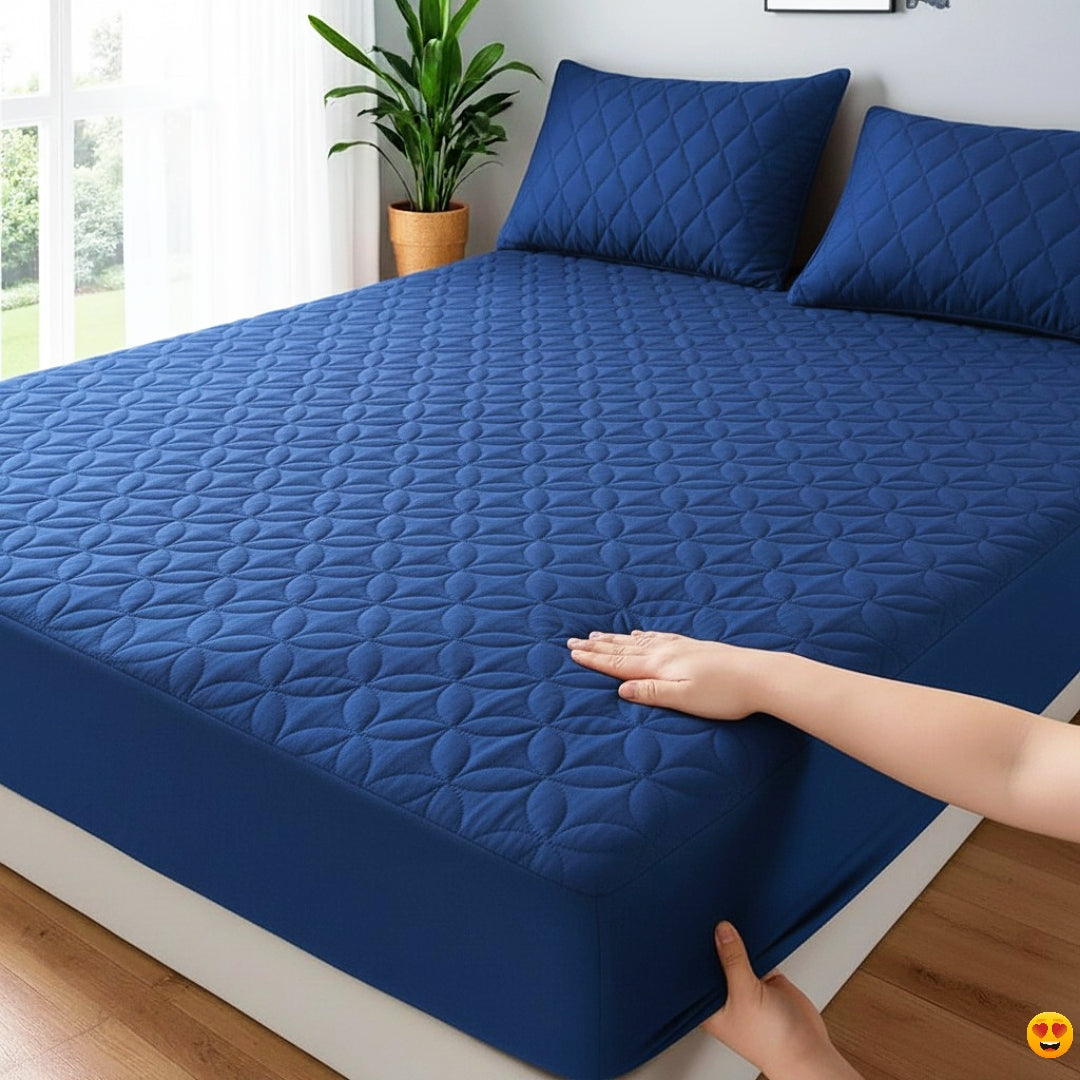 quilted whterproof matres cover ( BLUE COLOR )