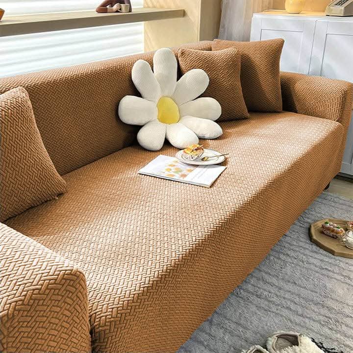 Jacquard Stripe Sofa Cover - Copper