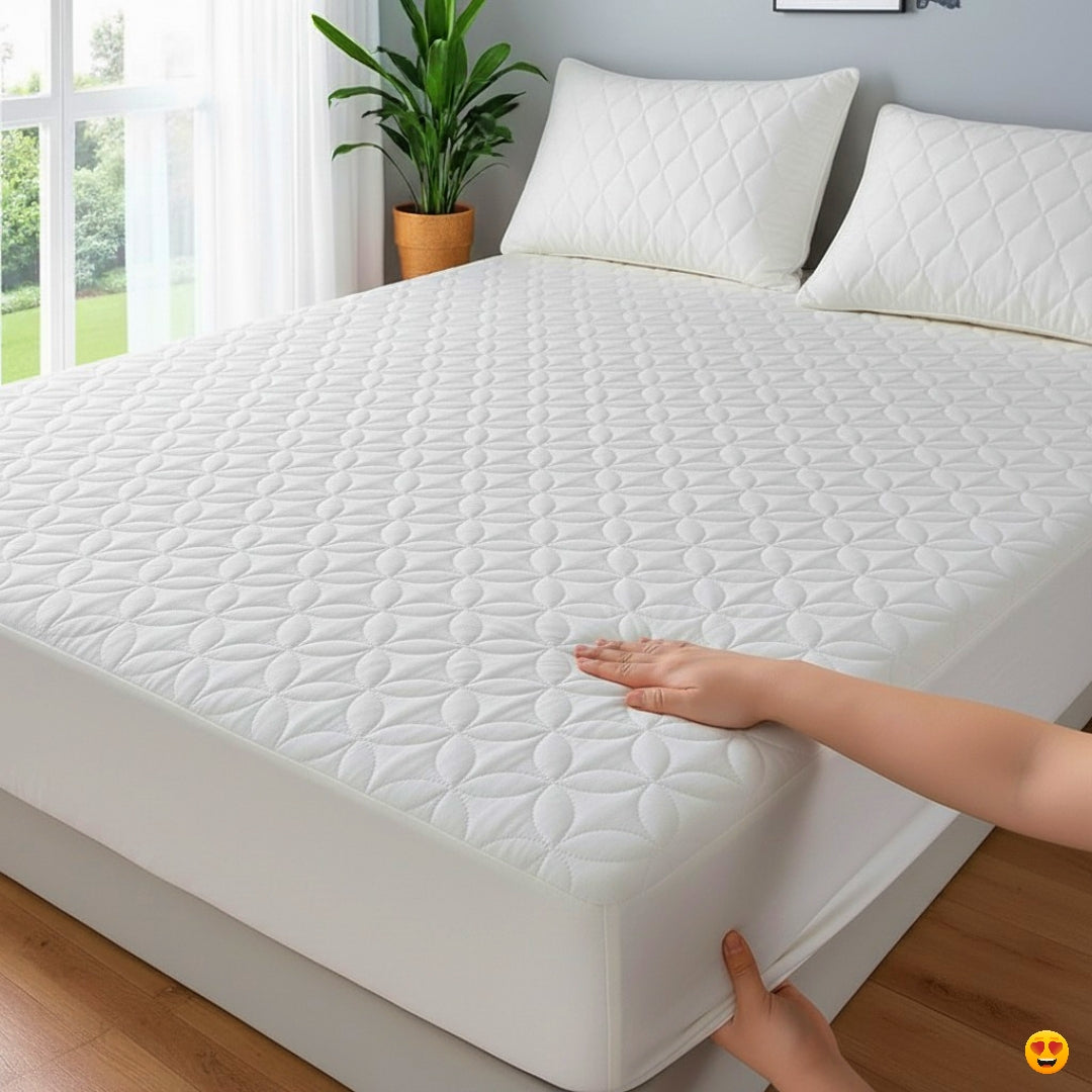 quilted whterproof matres cover ( WHITE COLOR )