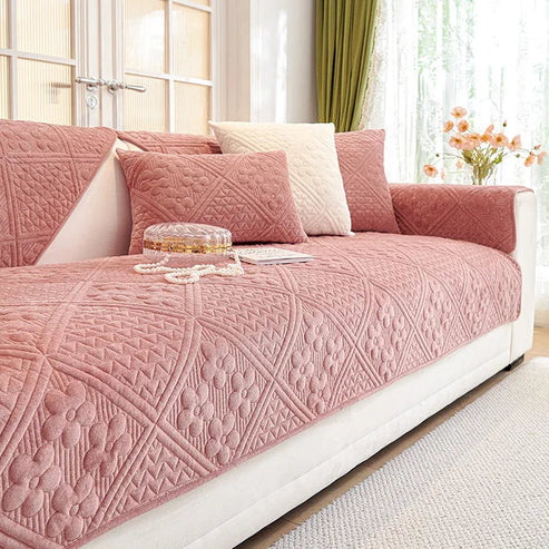 MAT ULTRASONIC SUPER SOFT SOFA COVER ( PINK & MAHROON )