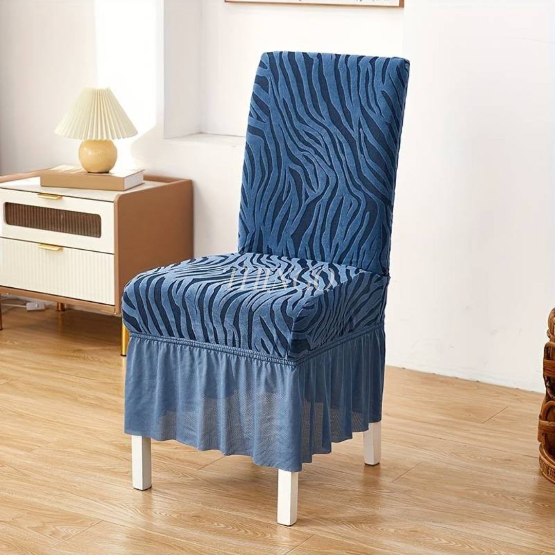 Wave Pattern Velvet Diniing Chair Covers