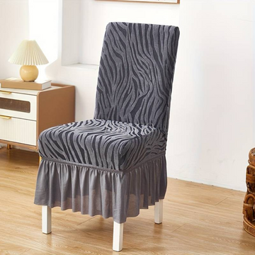 Wave Pattern Velvet Dinning Chair Covers ( Gray color )