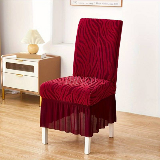 Wave Pattern Velvet Dinning Chair Covers ( Mahroon color )