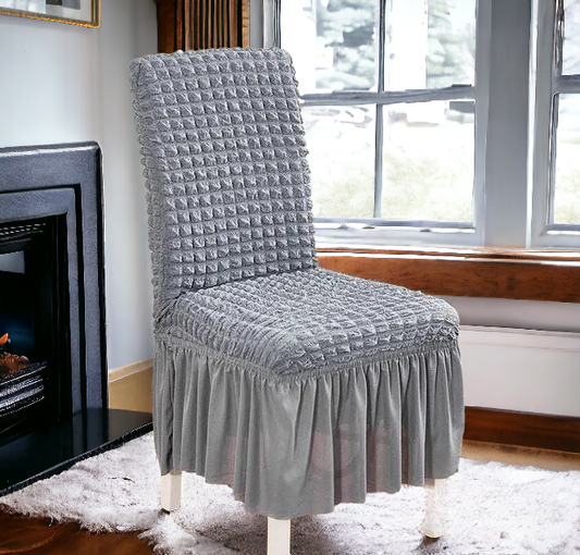 FRILL STYLE BUBBLE DINING CHAIR COVER ( COLOR GRAY )