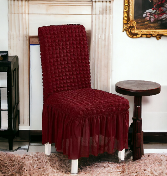 FRILL STYLE BUBBLE DINING CHAIR COVER ( COLOR MAHRON )