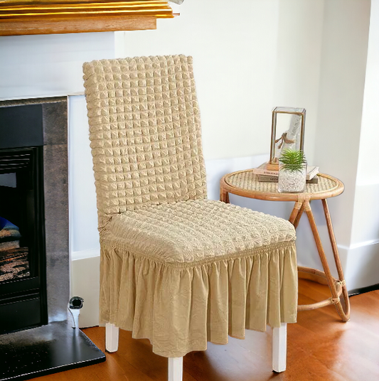 FRILL STYLE BUBBLE DINING CHAIR COVER ( COLOR GOLDEN )