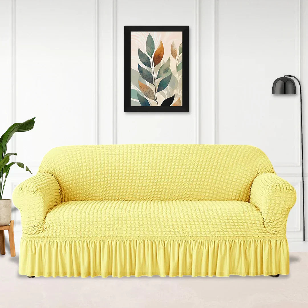 Bubble Turkish Sofa Cover - Yellow Beige