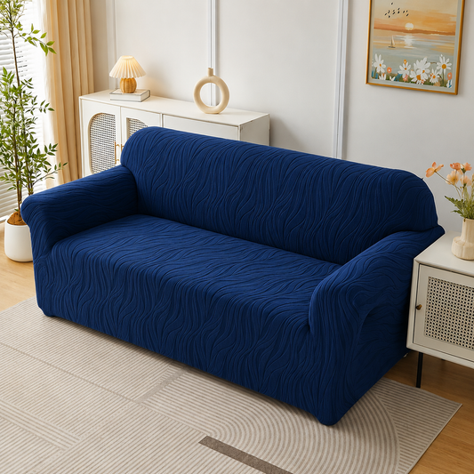 Floral Velvet Touch Sofa Cover ( BLUE COLOR )