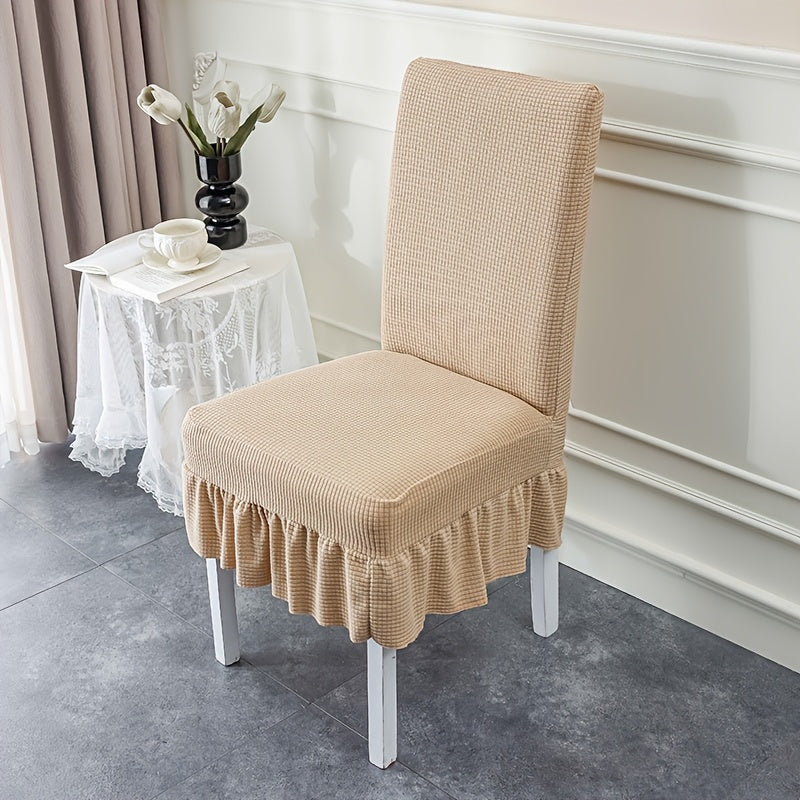 Frill Velvet Strip Design  Dinning Chair Covers (Mouse color )