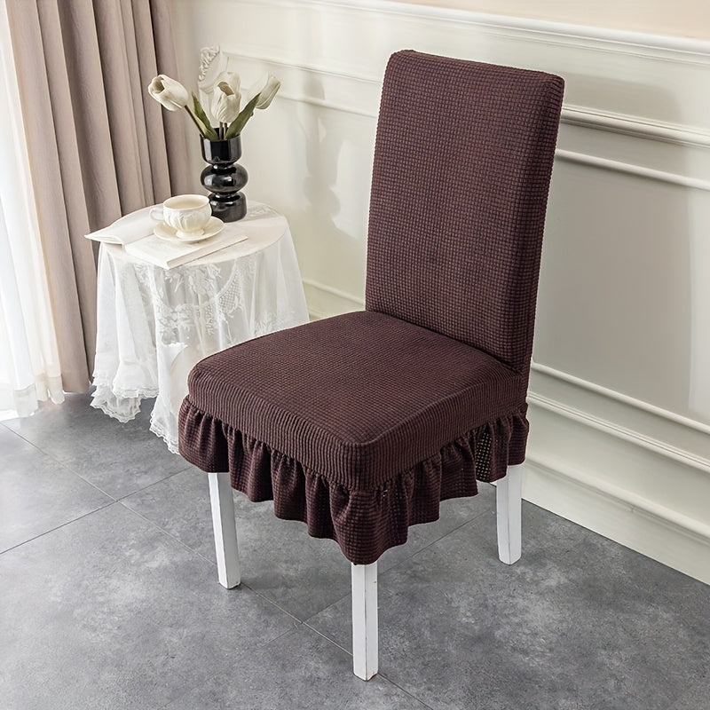 Frill Velvet Strip Design  Dinning Chair Covers (Brown color )