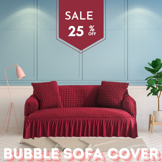 Frill Style Bubble Stuff Sofa Cover (Maroon Color)