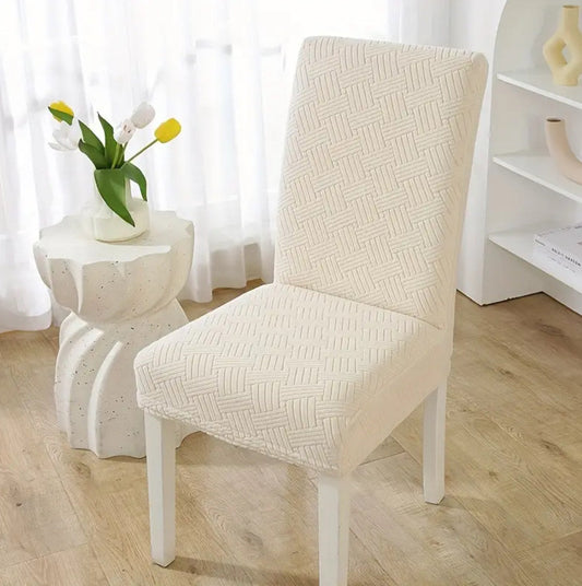 Velvet Strip Design Fitted Dinning Chair Covers ( Skin color )