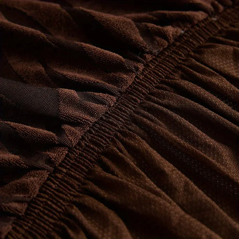 L Shape Zebra Velvet Sofa Covers - Fitted Style ( Dark Brown )