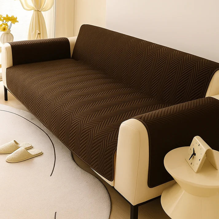 MAT ULTRASONIC SUPER SOFT SOFA COVER   ( BROWN  COLOR )