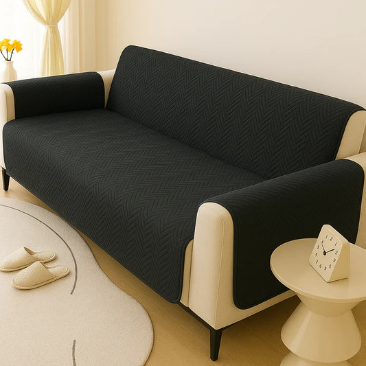 MAT ULTRASONIC SUPER SOFT SOFA COVER ) BLACK COLOR)