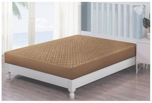 Ultra Soft Cotton Quilted 100% Waterproof Mattress Protector For Double Bed - Camel