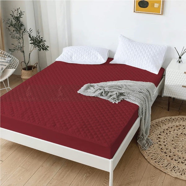 Quilted Waterproof Mattress Protector (Maroon Color)