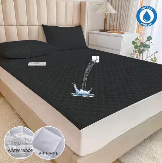 Ultra Soft Cotton Quilted 100% Waterproof Mattress Protector For Double Bed - Grey