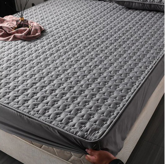 Ultra Soft Cotton Quilted 100% Waterproof Mattress Protector For Double Bed - Grey