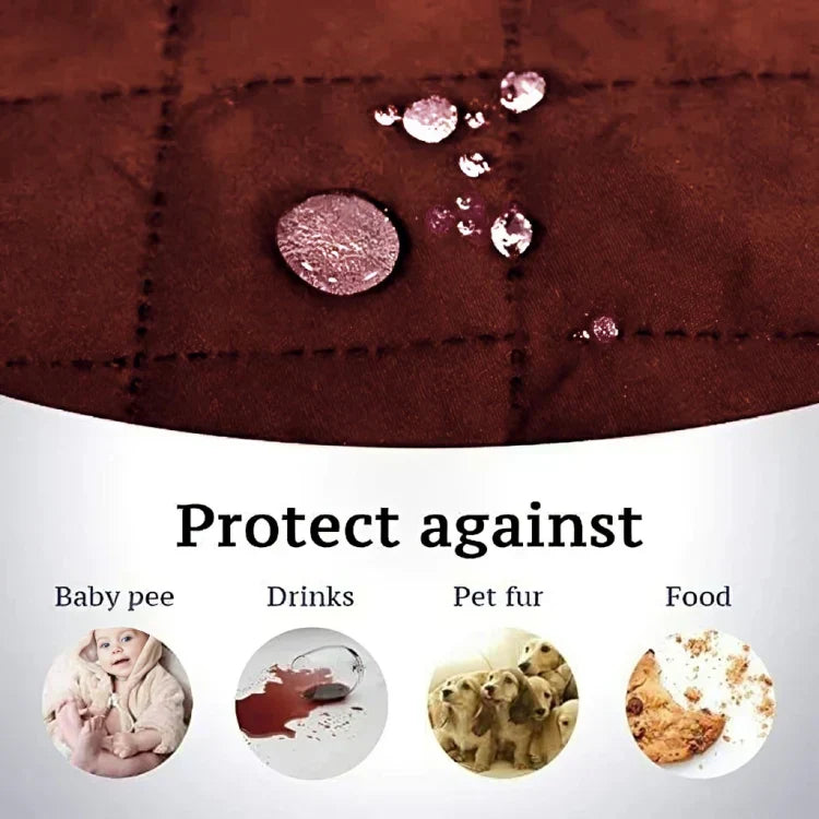 WATERPROOF COTTON QUILTED SOFA COVER - SOFA RUNNERS (Dark Brown)