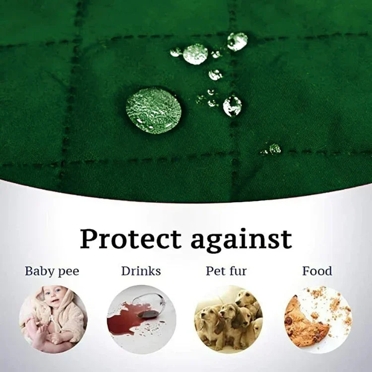 WATERPROOF COTTON QUILTED SOFA COVER - SOFA RUNNERS (Green)