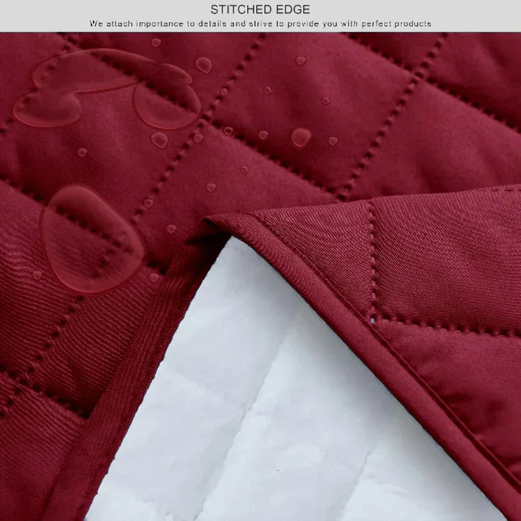 WATERPROOF COTTON QUILTED SOFA COVER - SOFA RUNNERS (Hot Maroon)