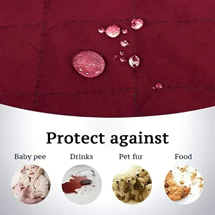 WATERPROOF COTTON QUILTED SOFA COVER - SOFA RUNNERS (Hot Maroon)