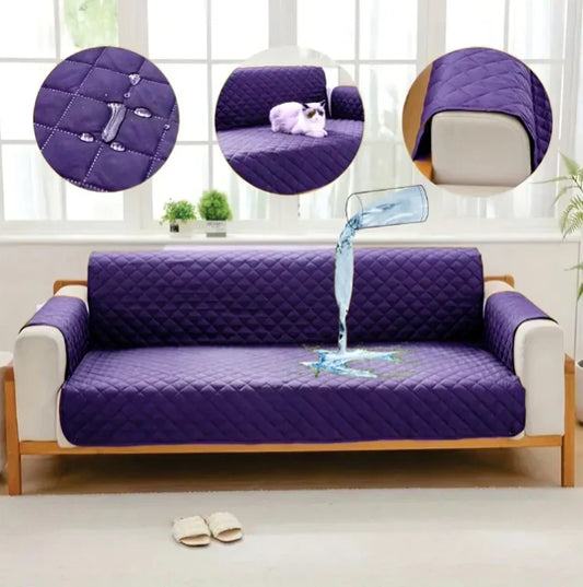 WATERPROOF COTTON QUILTED SOFA COVER - SOFA RUNNERS (Purple)