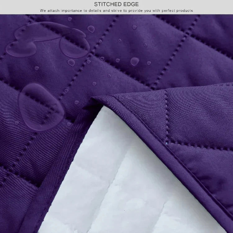 WATERPROOF COTTON QUILTED SOFA COVER - SOFA RUNNERS (Purple)