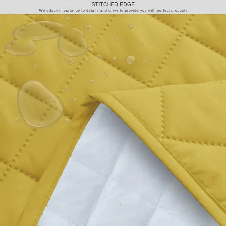 WATERPROOF COTTON QUILTED SOFA COVER - SOFA RUNNERS (Yellow Beige)