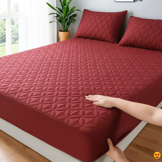 quilted whterproof matres cover ( MAHROON COLOR )