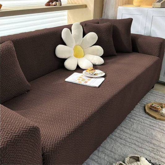 Jacquard Stripe Sofa Cover - Brown