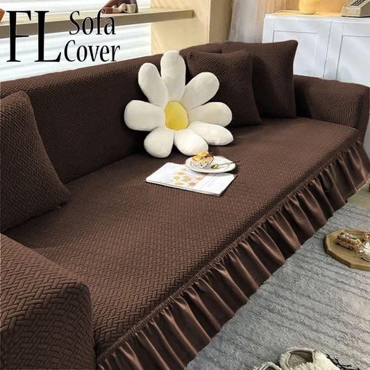 Jacquard Stripe Sofa Cover - (Brown with Friel )