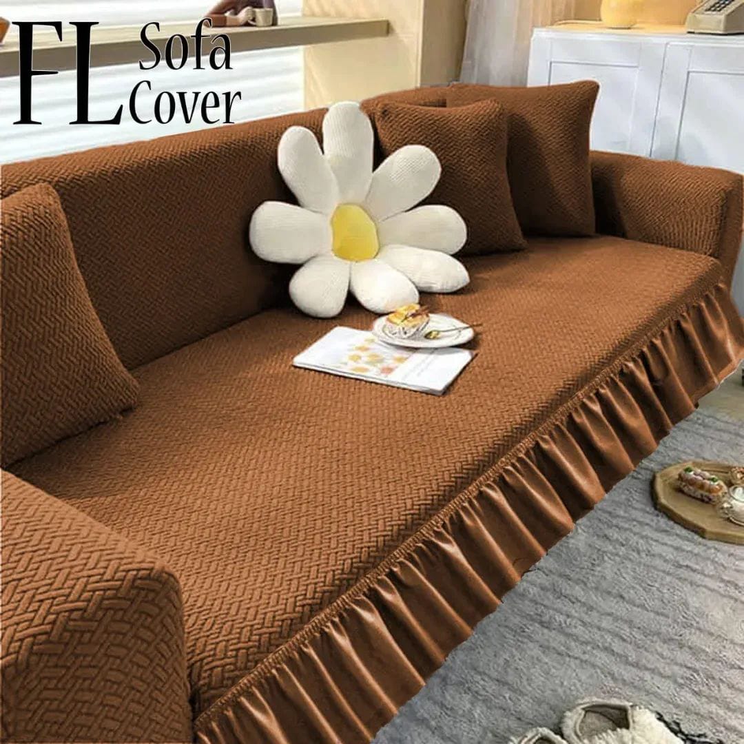 Jacquard Stripe Sofa Cover - ( Copper with Friel )