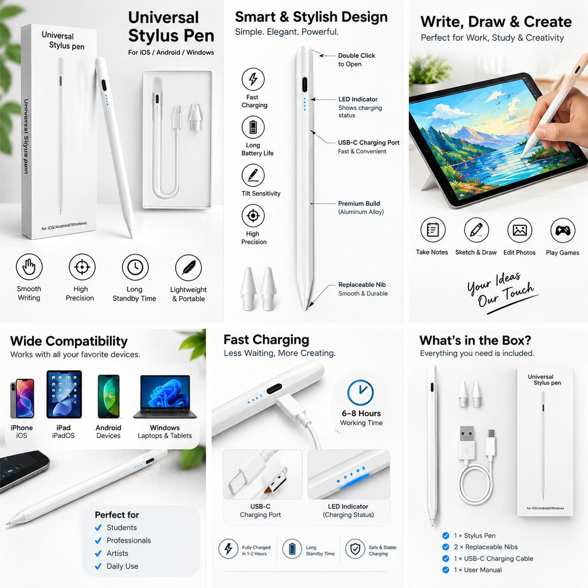 Universal Active Stylus Pen Touch Pen compatible for Android Windows ,
