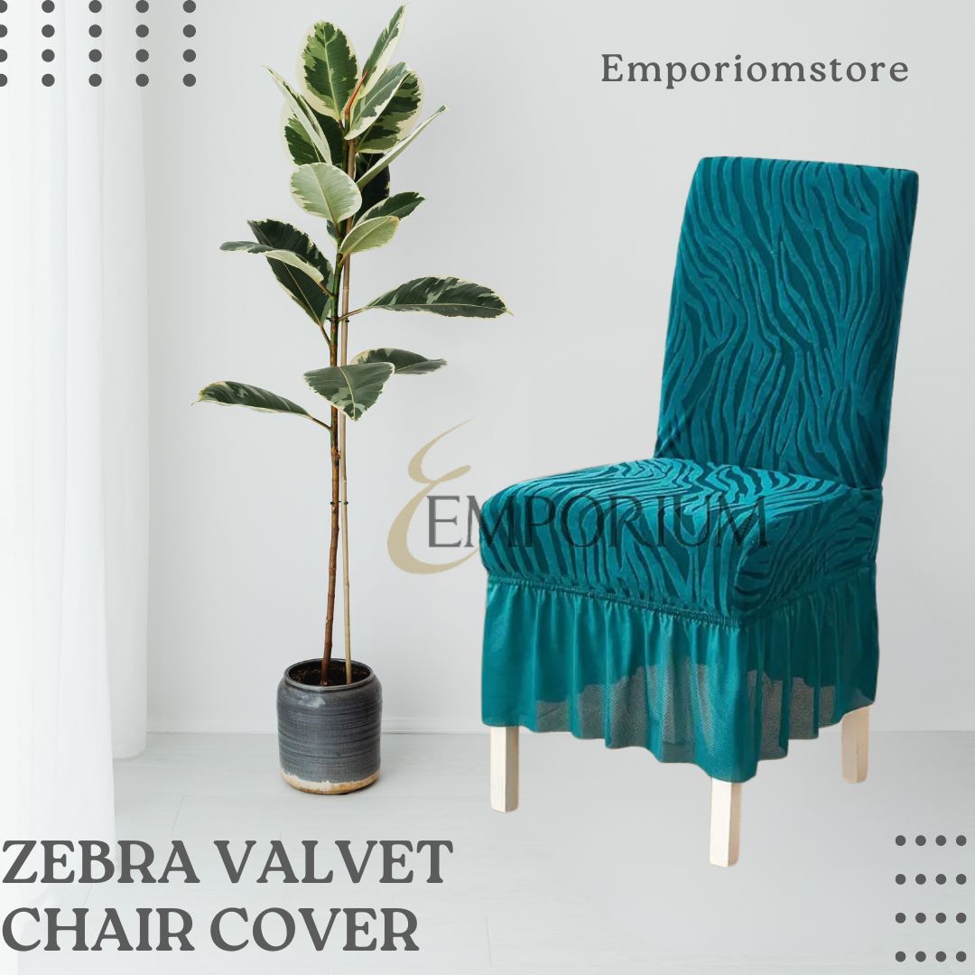 Zebra Valvet Frill Chair Cover ( Zink Color)