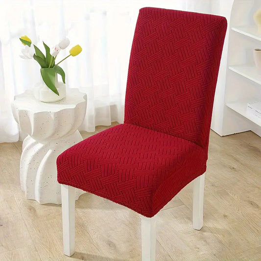 Velvet Strip Design Fitted Dinning Chair Covers ( Mahron color )