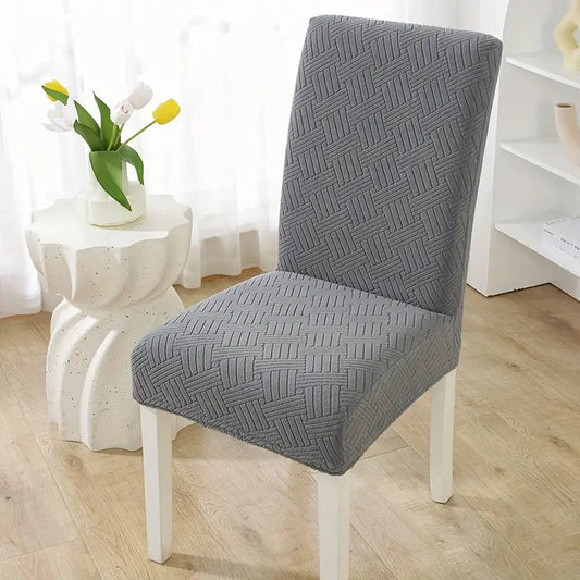 Velvet Strip Design Fitted Dinning Chair Covers ( Gray color )