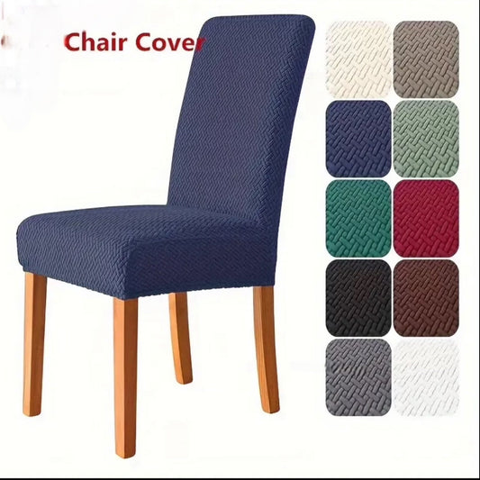 Velvet Strip Design Fitted Dinning Chair Covers (Blue color )